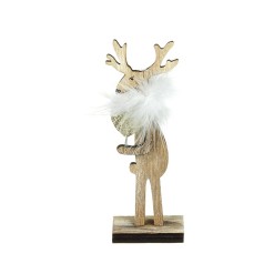 Small Wooden Moose with Fluff